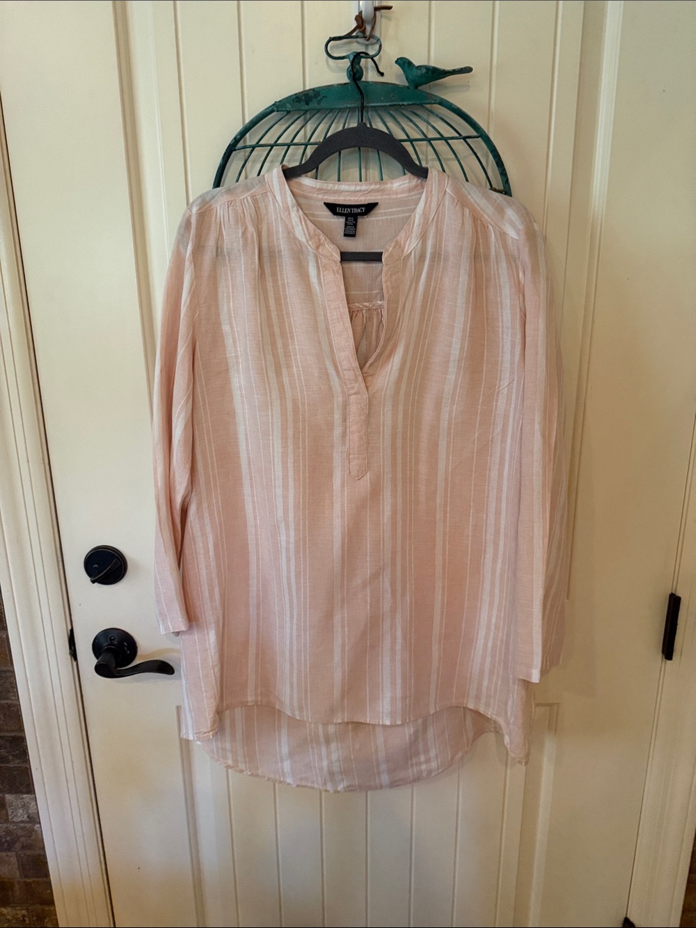 Eileen Fisher Pale Pink Striped Long-Sleeve Tunic